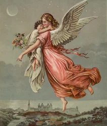 Guardian angel, carrying child
